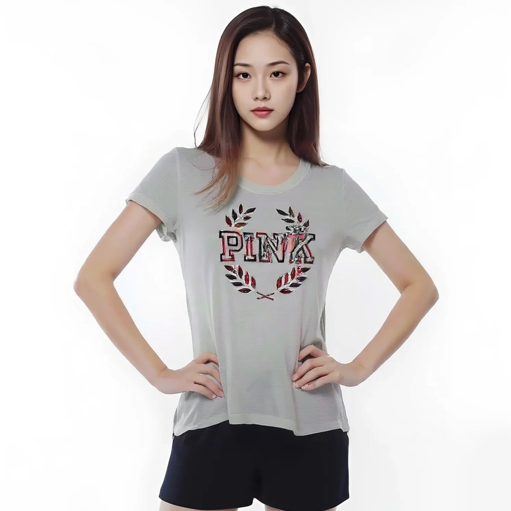 PINK Victoria's Secret White Graphic Tee Size Small